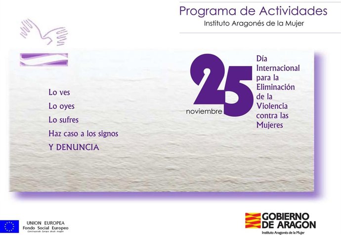 El IAM organiza actividades contra la violencia de género en Aragón.