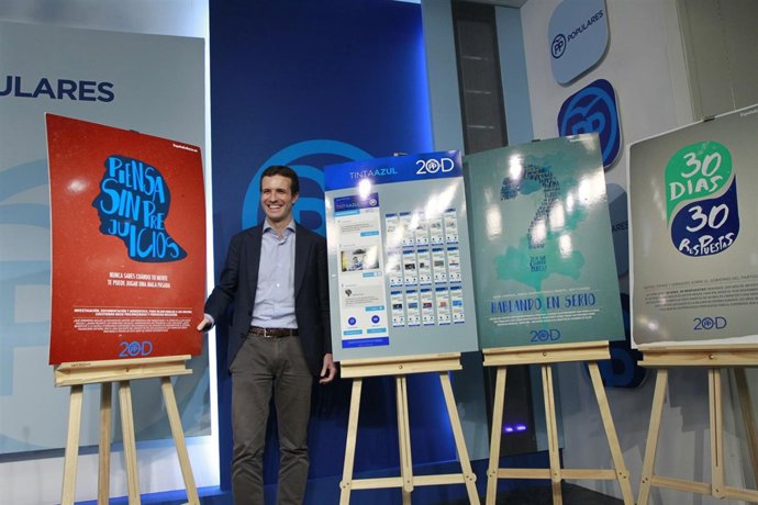 Pablo Casado presenta la campaña de publicidad del PP para las elecciones