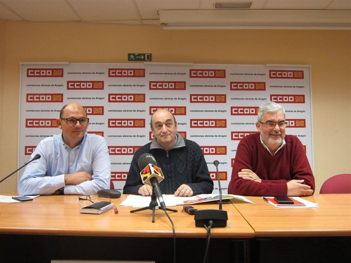 Urdániz, Colon y Cimorra en rueda de prensa en CC.OO