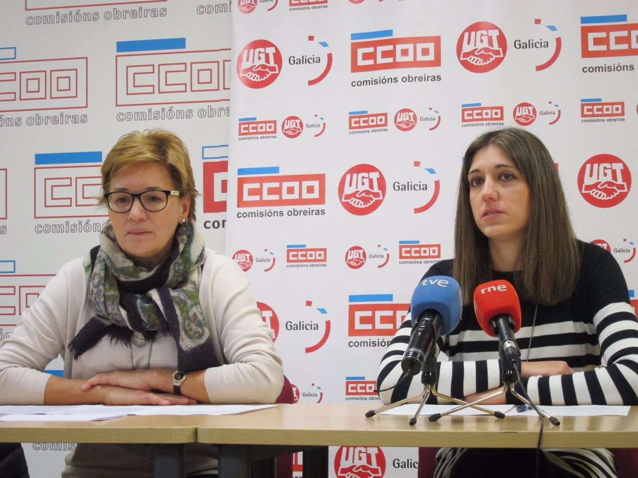 Rueda de prensa de Mónica Rodríguez (UGT) y Mabel Pérez (CC.OO.)