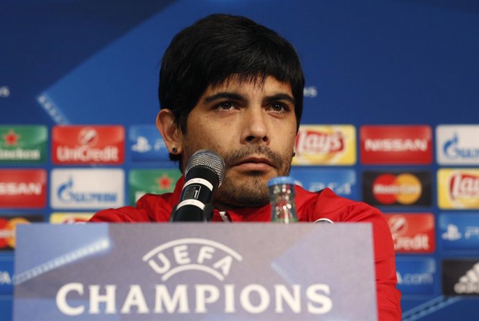 Éver Banega, jugador del Sevilla, en rueda de prensa