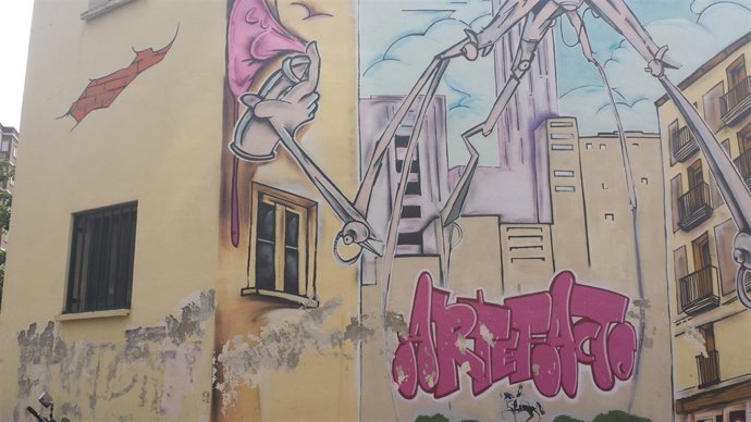 Imagen de una obra de arte urbano en Logroño