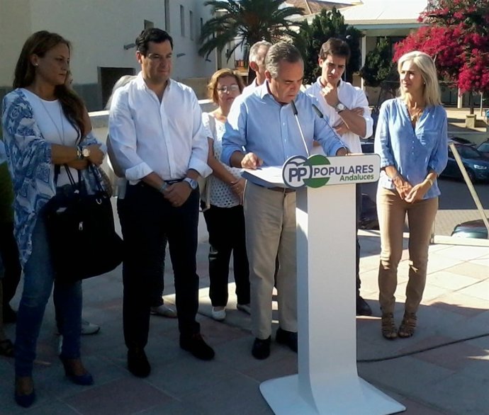 El presidente del PP de Sevilla, Juan Bueno, este jueves en Dos Hermanas