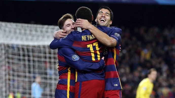 Leo Messi, Neymar y Luis Suárez en el Barcelona