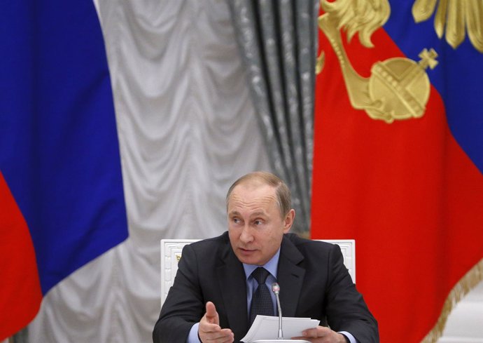 Russian President Putin speaks during meeting of presidential council on science
