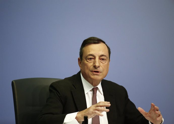 ECB President Draghi addresses a news conference in Frankfurt