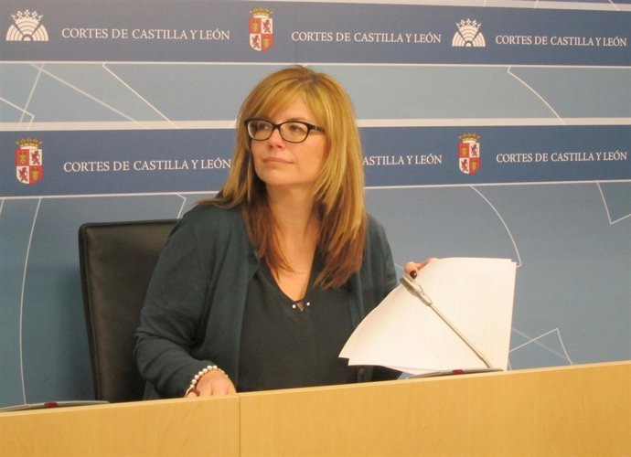 La procuradora socialista Marta Olmedo en rueda de prensa