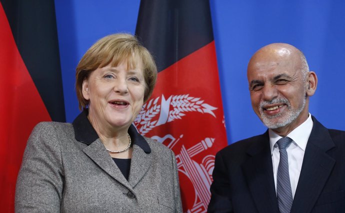 Angela Merkel y Ashraf Ghani