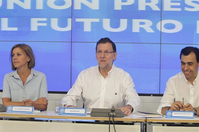 Rajoy, Cospedal y Maíllo en la reunión de trabajo con presidente provinciales