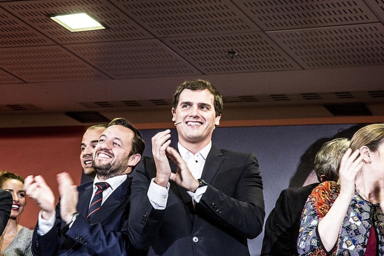 El presidente de Ciudadanos, Albert Rivera, en el inicio de la campaña electoral