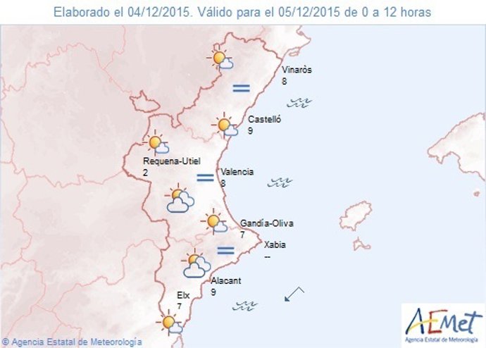 Predicción del tiempo para este sábado en la Comunitat