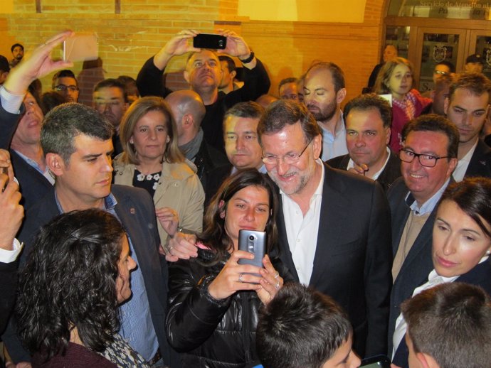 El presidente del Gobierno, Mariano Rajoy, en Palos de la Frontera. 