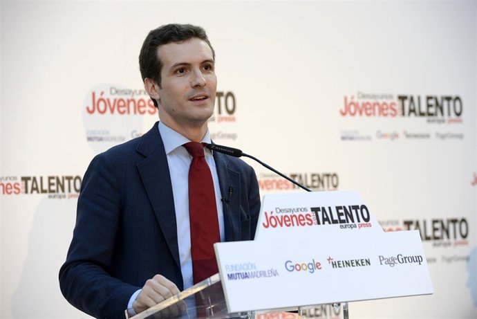 Pablo Casado en el Desayuno Jóvenes con Talento de Europa Press