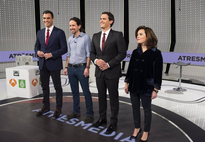 Candidatos de PSOE, Podemos y CIudadanos y la vicepresidenta