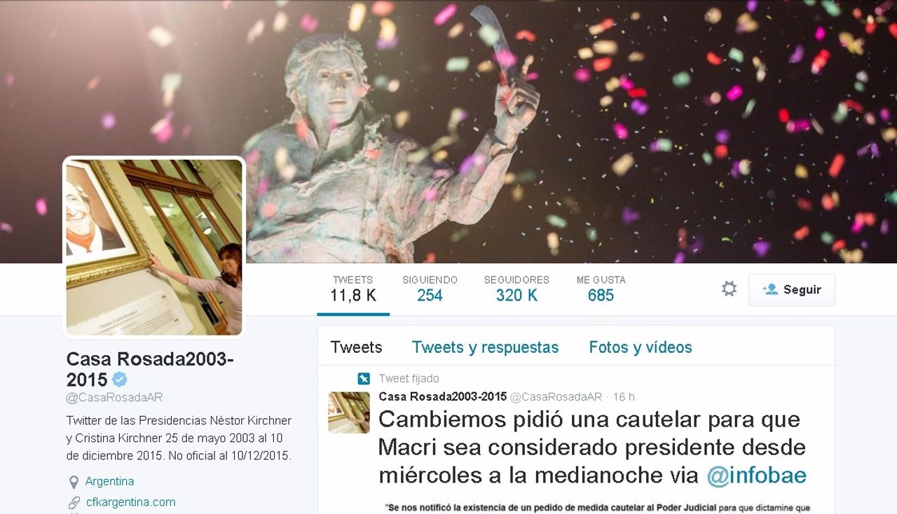 Captura del Twitter de la Casa Rosada