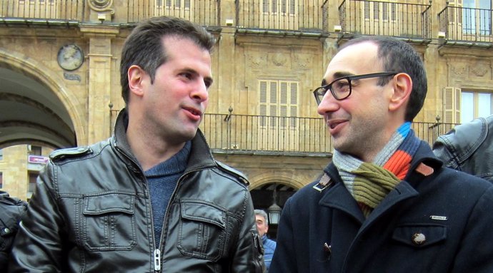 Tudanca y el cabeza de lista del PSOE al Congreso por Salamanca, David Serrada
