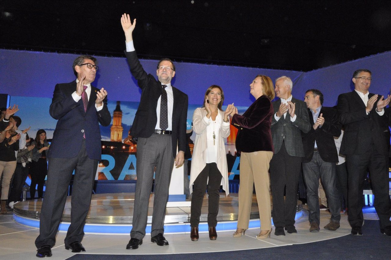 Rajoy, Rudi, Eloy y Aliaga en el mitin