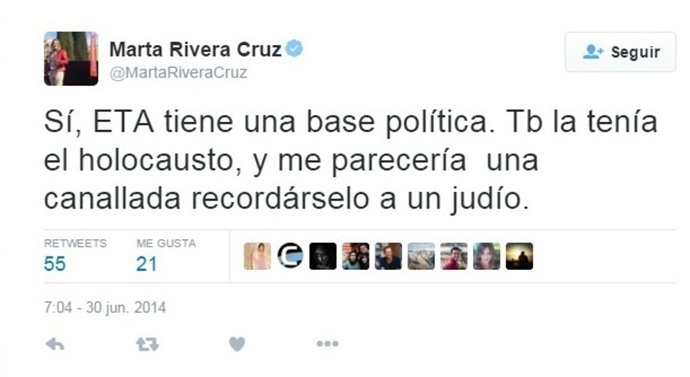Tuit de Marta Rivera de la Cruz (Ciudadanos)