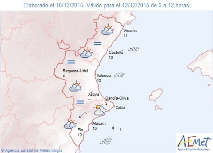 Predicción del tiempo para este sábado en la Comunitat