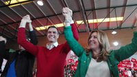 Pedro Sánchez se va de Sevilla con las "pilas cargadas" y el apoyo de Susana Díaz: "Te necesito ahí"