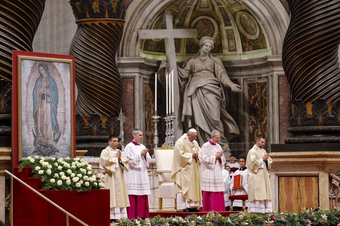 Pope Francis celebrates a mass in honour of Our Lady of Guadalupe in St. Peter's