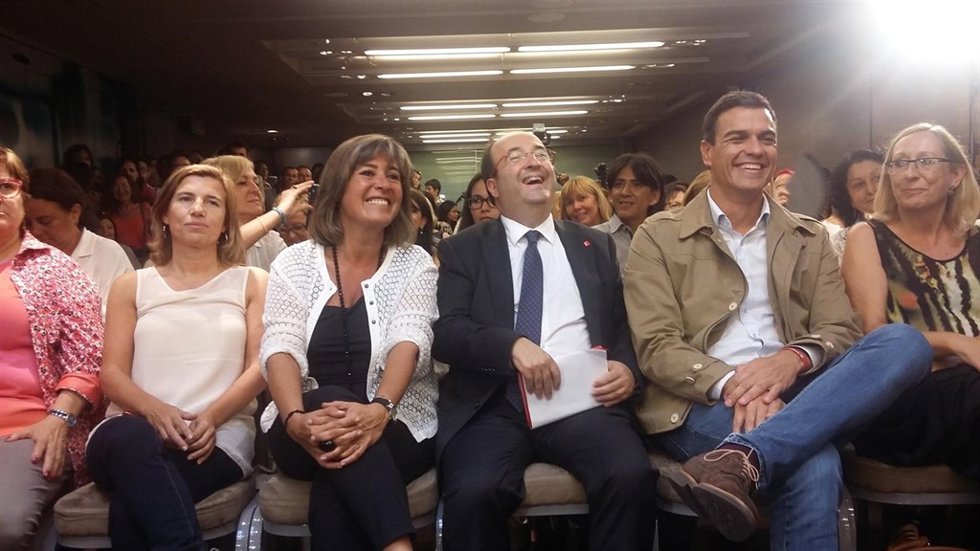 Núria Marín, Miquel Iceta y Pedro Sánchez