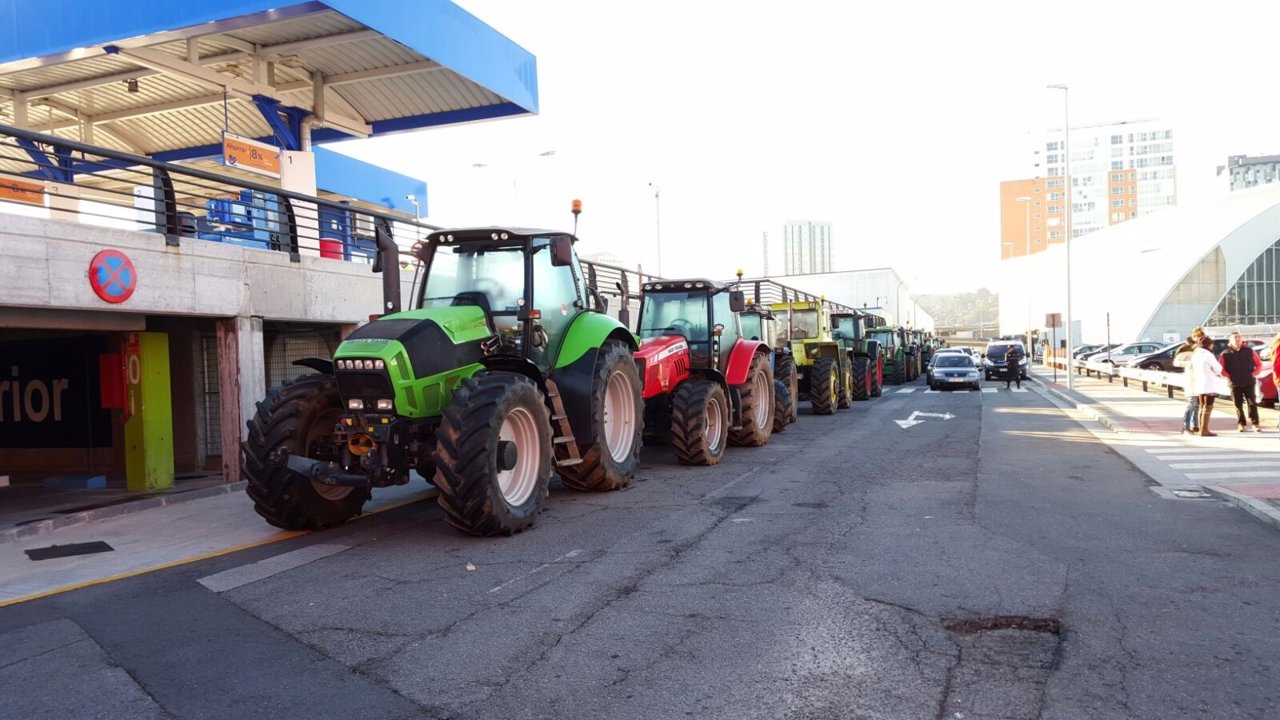 Protesta de tractores en A Coruña.