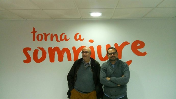 Alcaraz y Poveda, este lunes en la sede de Compromís-Podemos-És el Moment