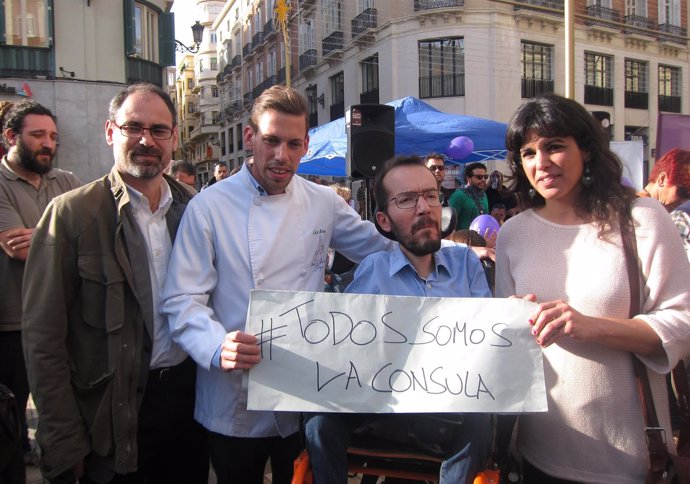 Alberto Montero, Pablo Echenique y Teresa Rodriguez (Podemos) en Málaga
