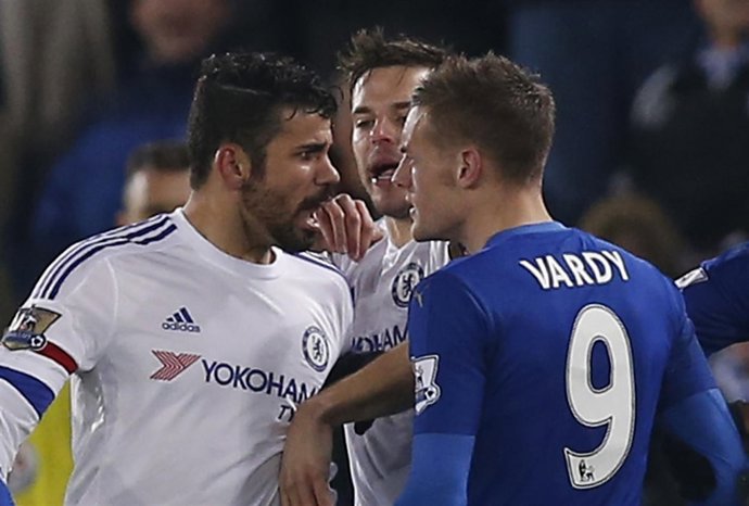 Diego Costa y Jamie Vardy en el Leicester City - Chelsea 