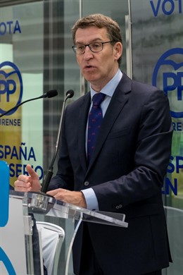 El presidente de la Xunta y del PPdeG, Alberto Núñez Feijóo, en Ourense