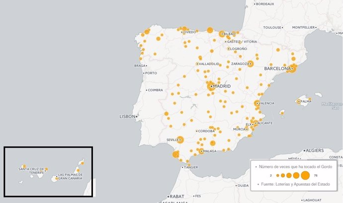 Mapa histórico | Lotería de Navidad