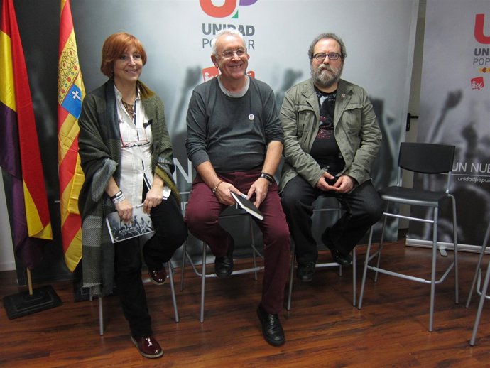 Magallón, Lara y Yuste, este miércoles en la sede de Unidad Popular