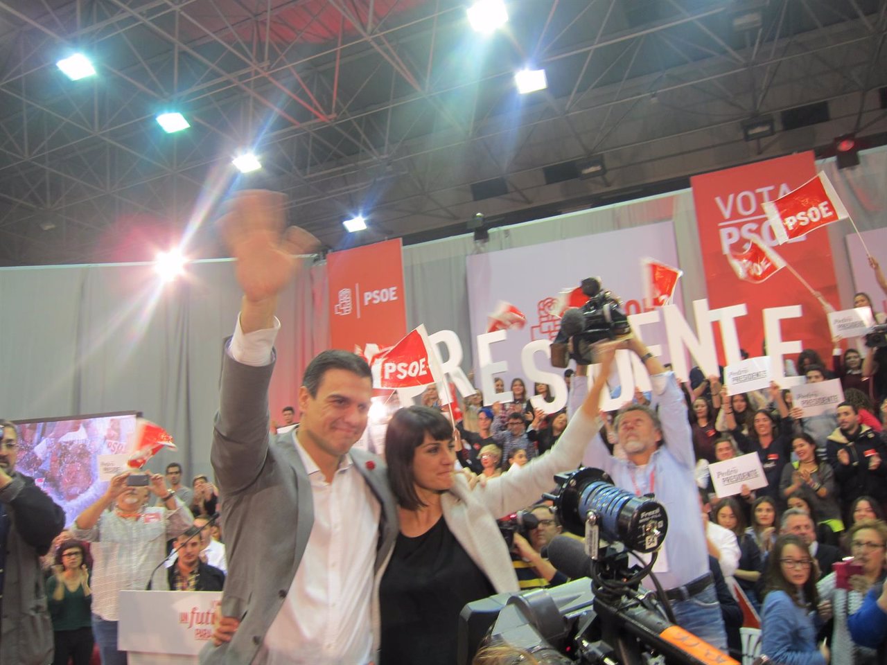 Pedro Sánchez, en un acto electoral en Murcia