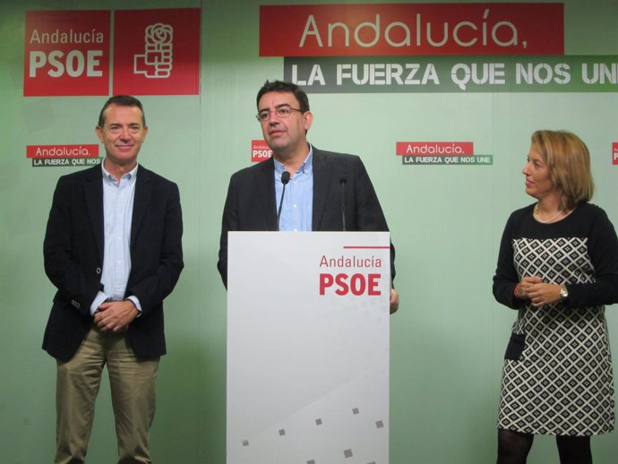 En el centro, el portavoz del PSOE en el Congreso, Mario Jiménez