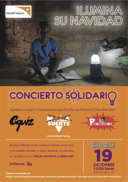 Cartel concierto solidario de World Vision para ayudar a niños de Bolivia