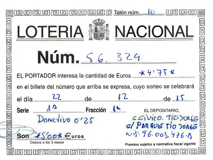 Participación falsa de lotería