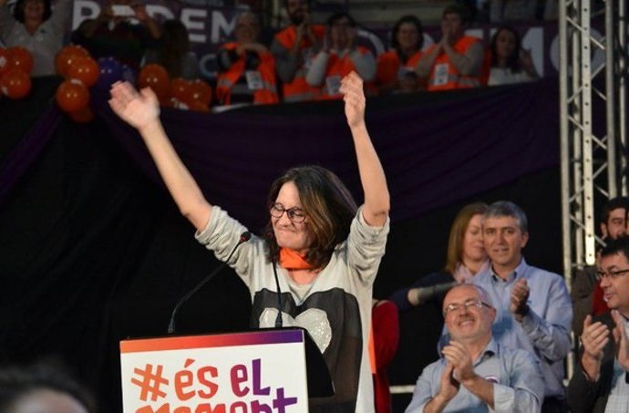 Mónica Oltra en el mitin de cierre de campaña en Valencia
