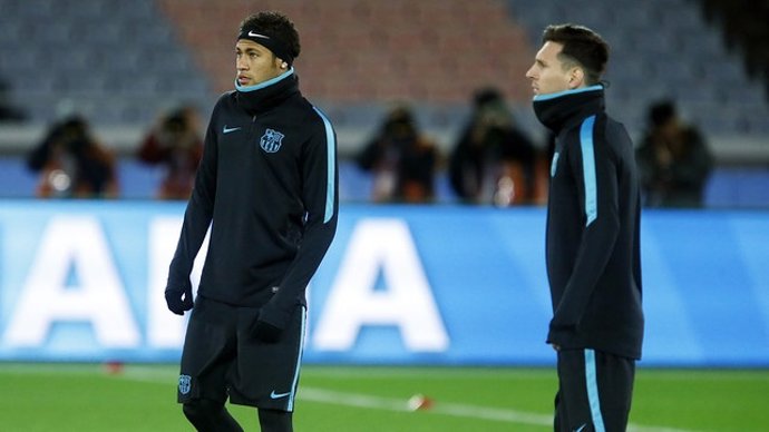 Neymar Leo Messi entrenamiento Barcelona