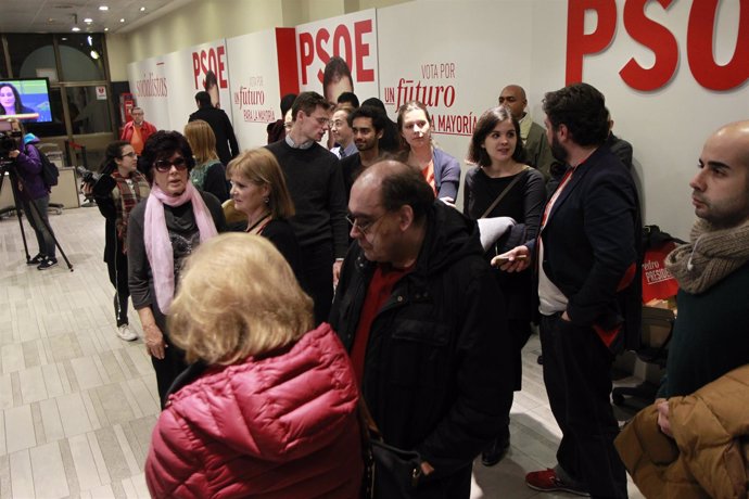 Sede del PSOE la noche electoral