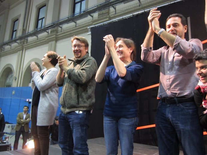 Ada Colau, Xavier Domènech, Marta Sibina, Josep Vendrell (EnComúPodem)