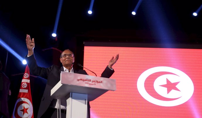 Moncef Marzouki en la presentación de su nuevo partido