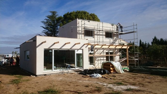 Acabado exterior vivienda san mateo Ecohouse.