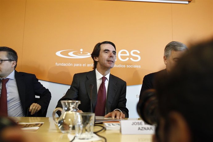 José María Aznar en un acto de la Fundación FAES