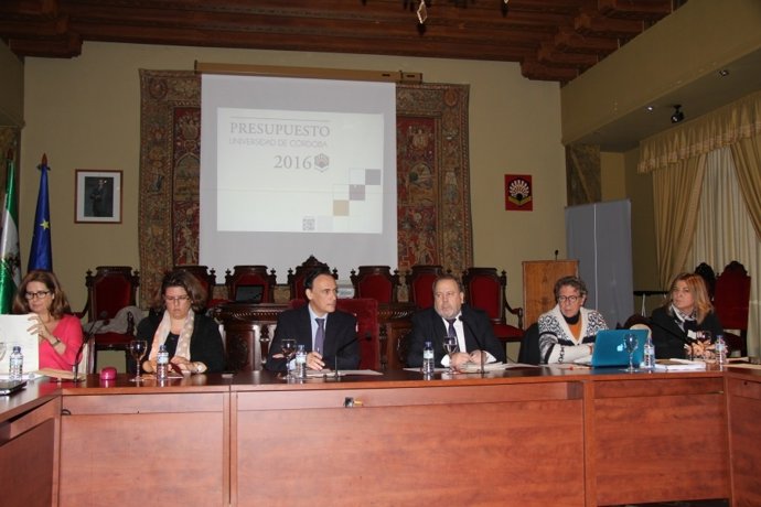 Córdoba (centro) preside el Pleno del Consejo Social de la UCO