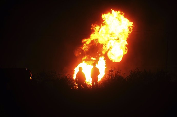 Explosión de un oleoducto de Pemex, en Acolman, México.
