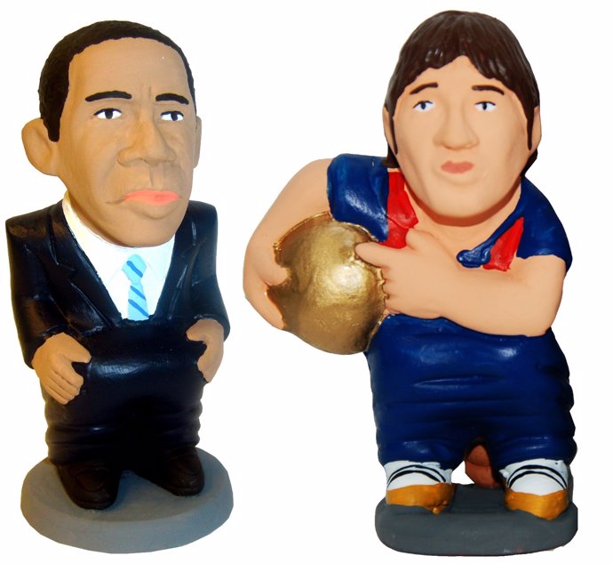 Caganers de Obama y Messi