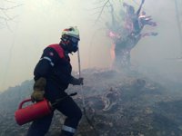 Los cambios en la dirección del viento dificultan el control del incendio de Arantza