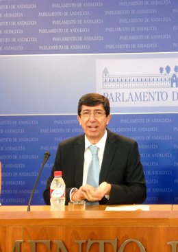 El líder de C's en Andalucía, Juan Marín, en rueda de prensa