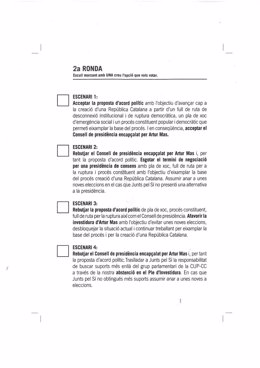 Papeleta de la Asamblea de la CUP para votar un acuerdo con JxSí